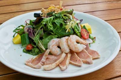 Tuna Takaki and Prawn Salad