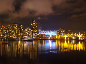 night view at false creek