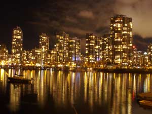 night view at false creek